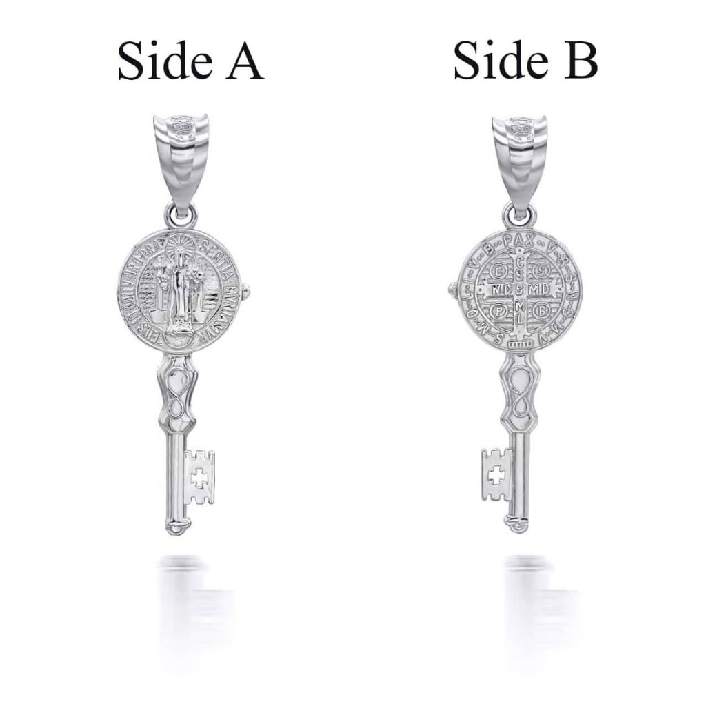 925 Sterling Silver St Saint Benito Key Pendant Necklace 65$